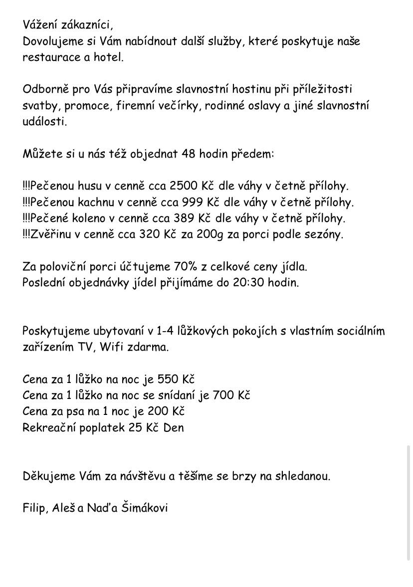 Jídelní lístek 8